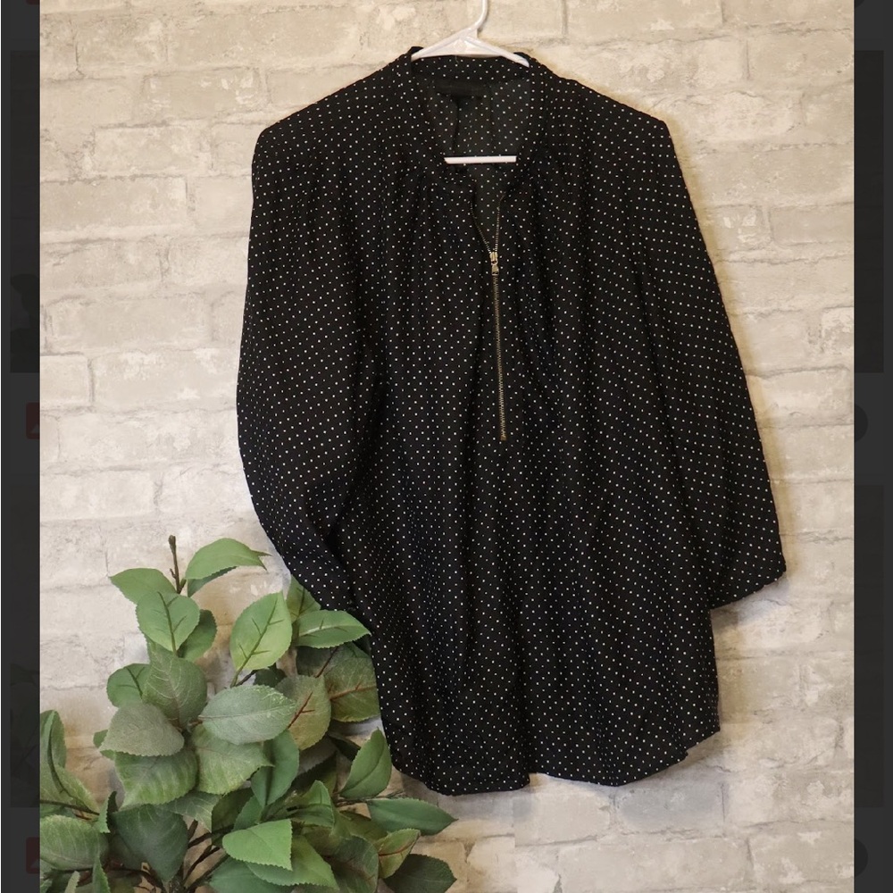 Black Polka Dot Blouse with Zipper